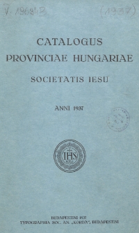 Catalogus Provinciae Hungariae Societatis Jesu 1937