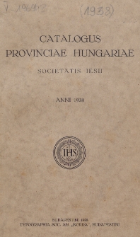 Catalogus Provinciae Hungariae Societatis Jesu 1938