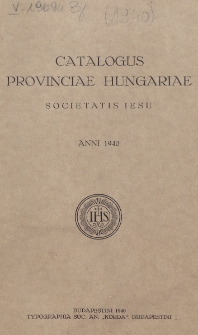Catalogus Provinciae Hungariae Societatis Jesu 1940