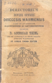 Directorium Divini Officii Dioecesis Warmiensis 1899
