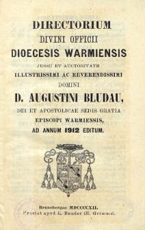 Directorium Divini Officii Dioecesis Warmiensis 1912