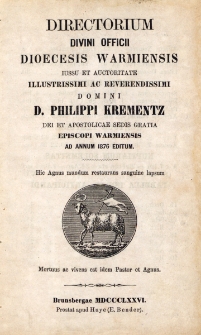 Directorium Divini Officii Dioecesis Warmiensis 1876