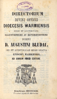 Directorium Divini Officii Dioecesis Warmiensis 1913