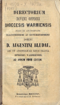 Directorium Divini Officii Dioecesis Warmiensis 1915
