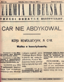 Ziemia Lubelska. R. 12, trzeci dodatek nadzwyczajny (17 marca 1917)