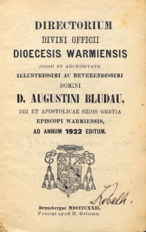 Directorium Divini Officii Dioecesis Warmiensis 1922