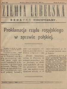 Ziemia Lubelska. R. 12, dodatek nadzwyczajny (4 kwietnia 1917)