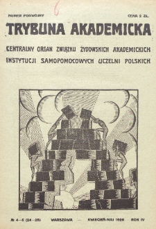 Trybuna Akademicka : centralny organ Związku Żydowskich Akademickich Instytucji Samopomocowych Uczelni Polskich : Warszawa, Lw&oacute;w, Krak&oacute;w, Wilno. R. 4, nr 4/5=24/25 (1926)