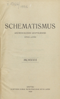 Schematismus Archidioecesis Leopoliensis Ritus Latini 1926