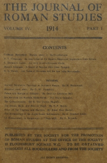 The Journal of Roman Studies. Vol. 4, part 1 (1914)