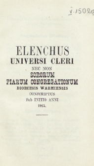 Elenchus Cleri Dioecesis Varmiensis. 1915