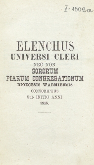Elenchus Cleri Dioecesis Varmiensis. 1918