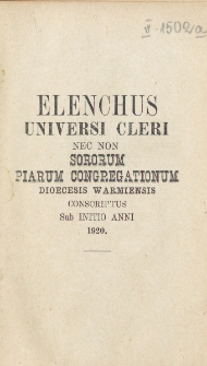 Elenchus Cleri Dioecesis Varmiensis. 1920