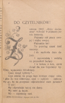 R&oacute;ża Duchowna : czasopismo miesięczne, poświęcone czci N. P. Maryi Kr&oacute;lowej R&oacute;żańca św. Rok 15 (styczeń 1912)