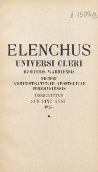 Elenchus Cleri Dioecesis Varmiensis. 1925