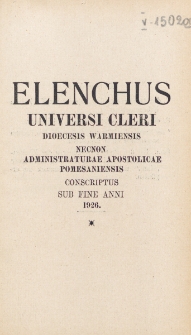 Elenchus Cleri Dioecesis Varmiensis. 1926