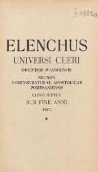 Elenchus Cleri Dioecesis Varmiensis. 1927