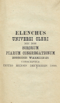 Elenchus Cleri Dioecesis Varmiensis. 1880