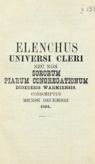 Elenchus Cleri Dioecesis Varmiensis. 1904