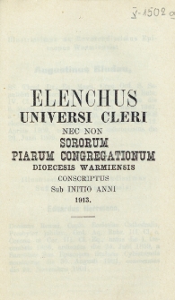 Elenchus Cleri Dioecesis Varmiensis. 1913