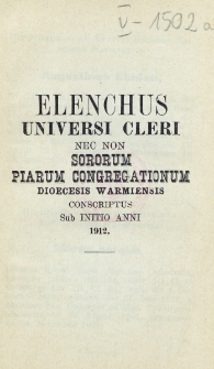 Elenchus Cleri Dioecesis Varmiensis. 1912