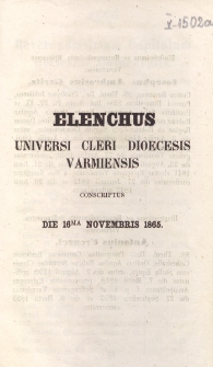 Elenchus Cleri Dioecesis Varmiensis. 1865