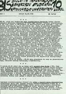 Biuletyn Informacyjny Samorządu / [Uczelniany Samorząd Student&oacute;w KUL, red. kolegium w składzie Jarosław Pawlak, Przemysław Omieczyński]